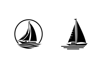 Set of Boat silhouette vector illustration.