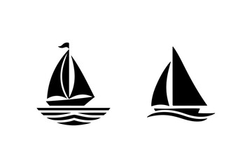 Set of Boat silhouette vector illustration.