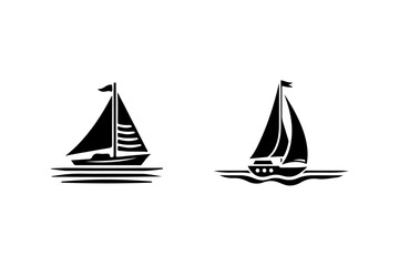 Set of  Boat silhouette vector illustration.