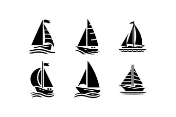 Set of Boat silhouette vector illustration.