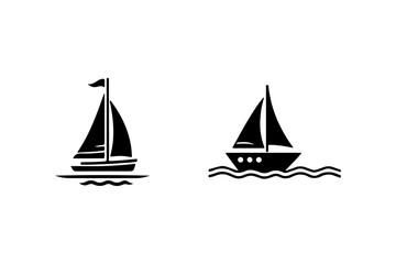 Set of Boat silhouette vector illustration.