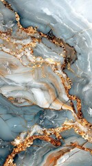 Textured abstract design with a blend of blue, white, and gold, featuring intricate marble patterns and natural formations