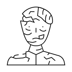 zombie dead line icon vector. zombie dead sign. isolated contour symbol black illustration