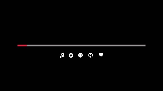 Music play bar animation. Music player scroll bar button ,  Music timeline  player loading bar , Audio music timeline bar, music player progress bar.