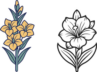 gladiolus flower silhouette vector line art icon