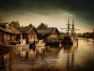 Fototapeta premium sunset on the river