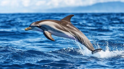 Playful Dolphin Leaps from the Ocean in Joyful Splash