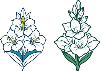 gladiolus flower silhouette vector line art icon