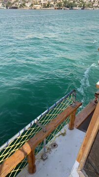 Halfeti, Şanlıurfa, Turkey, 08 October 2022, Boat trips along the Tigris River in Halfeti. (tourist trip by boat). sstkVertical clip.