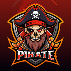 Fototapeta premium Pirate mascot for sports and esports vector logo