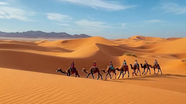 camel caravan in Morocco's Sahara desert