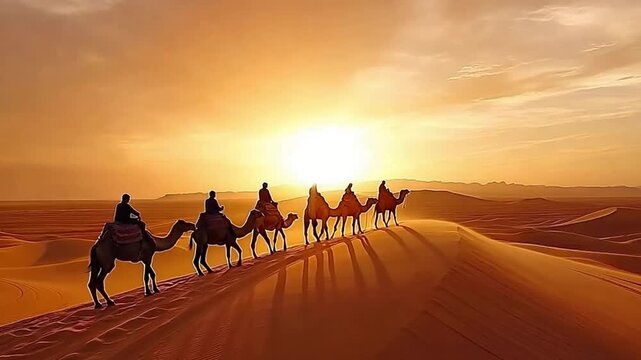 camel caravan in Morocco's Sahara desert