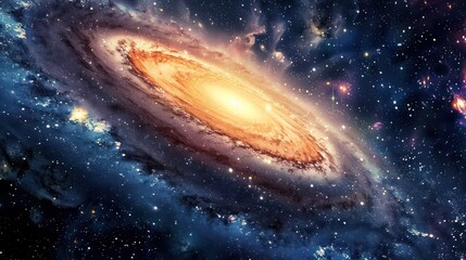 A Spiral Galaxy in a Starry Night Sky