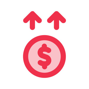 red dollar coin with upward arrows clip art preview