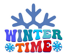 Winter Time Retro Svg,Christmas Svg,Winter Funny Shirt,Calligraphy t shirt,Winter Silhouette,Winter Says Svg,Cut File,Silhouette,Fall Season,Retro Vintage