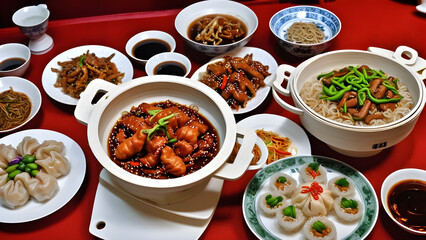 Delicious Chinese cuisine, Chinese meal, Asian cuisine, ai generated