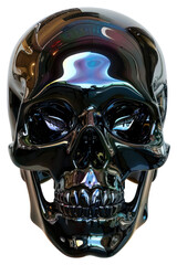 PNG Futuristic metallic skull art