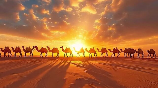 camel caravan in Morocco's Sahara desert