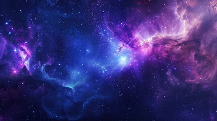 Enchanting galaxy background with a mesmerizing blend of deep blues, purples, and blacks, sprinkled with twinkling stars and nebulae, creating an awe-inspiring, otherworldly scene perfect for a
