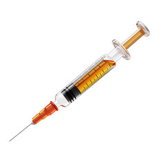 Brightly Colored 3D Cartoon Syringe with Liquid on White Background - Medical Illustration Concept