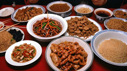 Delicious Chinese cuisine, Chinese meal, Asian cuisine, ai generated