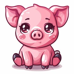 Naklejka premium Cute cartoon piglet with big expressive eyes and a cheerful demeanor.