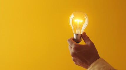 Hand holding a glowing light bulb