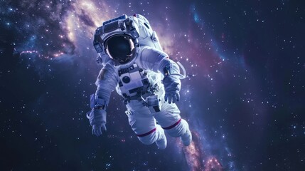 Astronaut Floating in Space with a Starry Background
