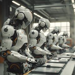 Fototapeta premium robot cyborg soldier ,factory