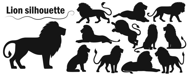 Lion silhouette set. Vector illustration