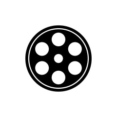 Video Camera Film Tape Reel Vector Icon isolated on white background.