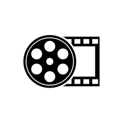 Video Camera Film Tape Reel Vector Icon isolated on white background.