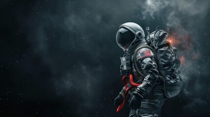 Fototapeta premium Astronaut in Space Suit with American Flag Patch