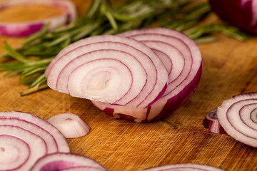 preparing red onions for cooking in dishes