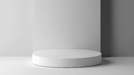 Fototapeta premium A minimalist round podium on a neutral background, ideal for modern and stylish product presentations.