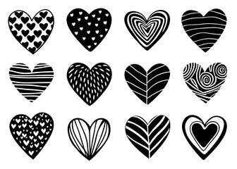 Set of heart icons vector illustration on white background