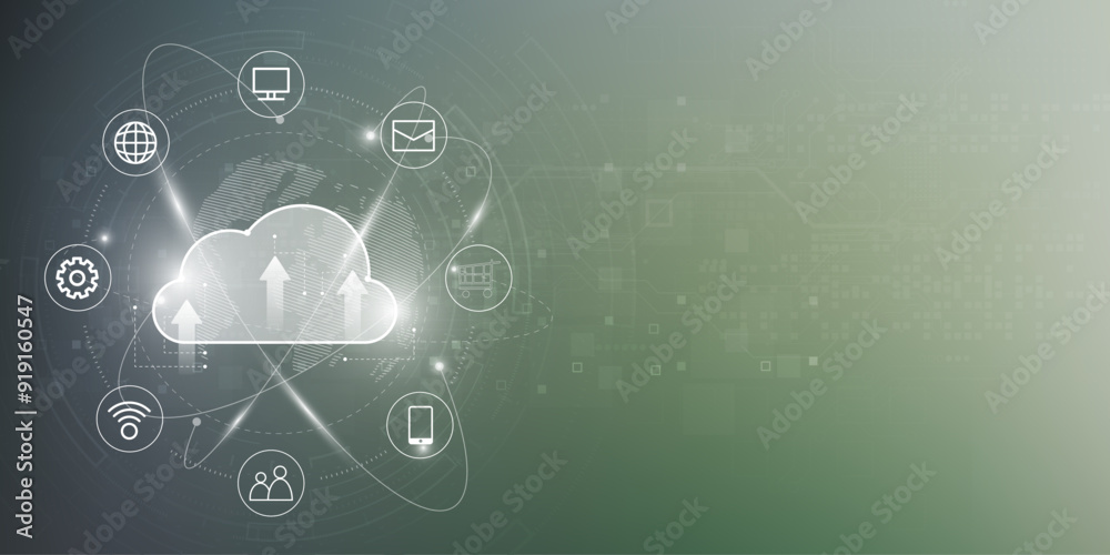 Poster cloud computing concept.abstract cloud connection technology background.