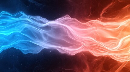 Vibrant swirling smoke in blue and red colors, creating a dynamic and captivating visual experience against a dark background.