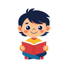 Kid Read Book with isolated vector illustration
