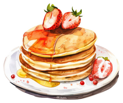 recommend clip art: PNG Delicious pancakes with fresh strawberries.