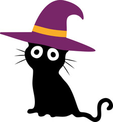 마녀모자를 쓴 검은색 고양이