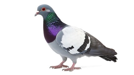 Obraz premium Pigeon with Vibrant Purple and Green Feathers