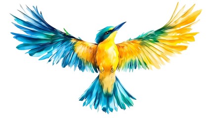 Fototapeta premium Watercolor Bird with Spread Wings