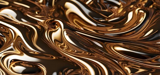 Abstract bronze liquid metal fluid, with flowing, molten textures that create a dynamic, shimmering effect.