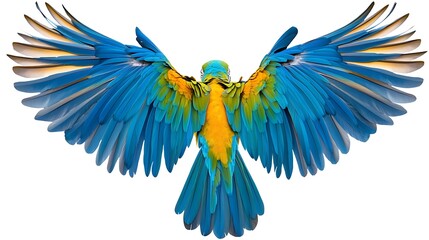Fototapeta premium Blue and Gold Macaw with Wings Spread