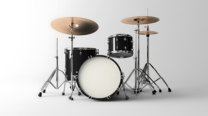 A Black Drum Set on a White Background
