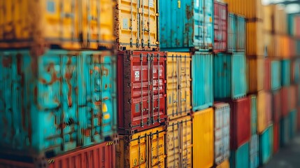 Fototapeta premium Stacked Shipping Containers.