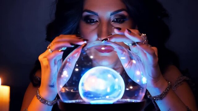 fortune teller reads on a magic ball
