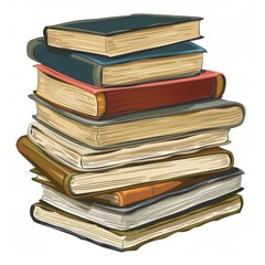Stack of books with graduation cap and diploma on white background, graduation photography