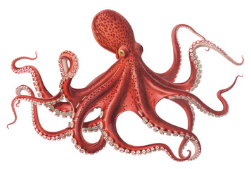 Obraz premium PNG Detailed red octopus illustration